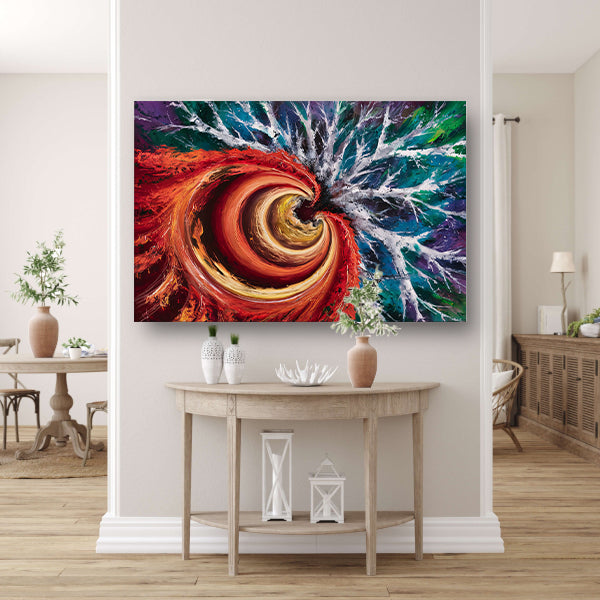 Abstracte kleurrijke spiraal met dynamiek canvas met baklijst