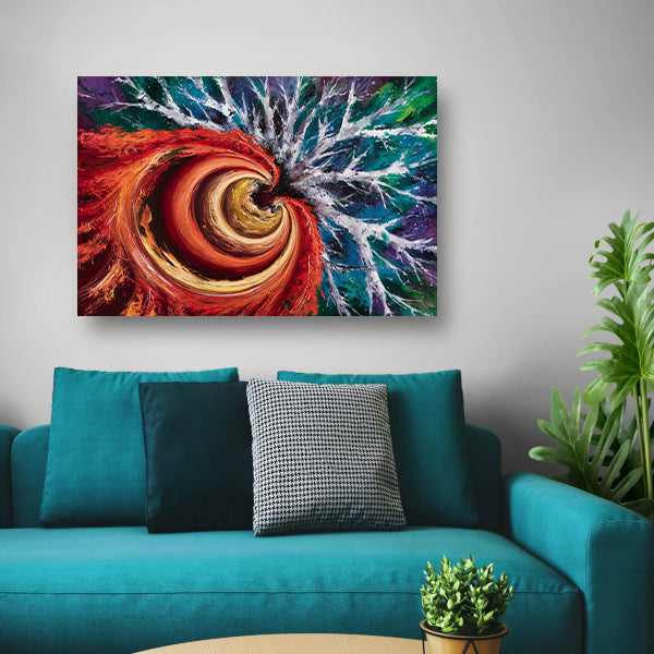 Abstracte kleurrijke spiraal met dynamiek poster
