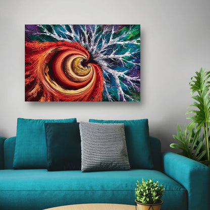 Abstracte kleurrijke spiraal met dynamiek poster