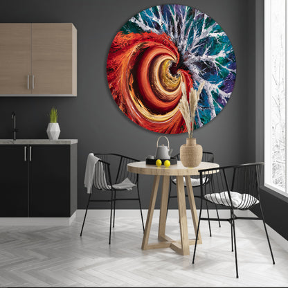 Abstracte kleurrijke spiraal met dynamiek aluminium muurcirkel