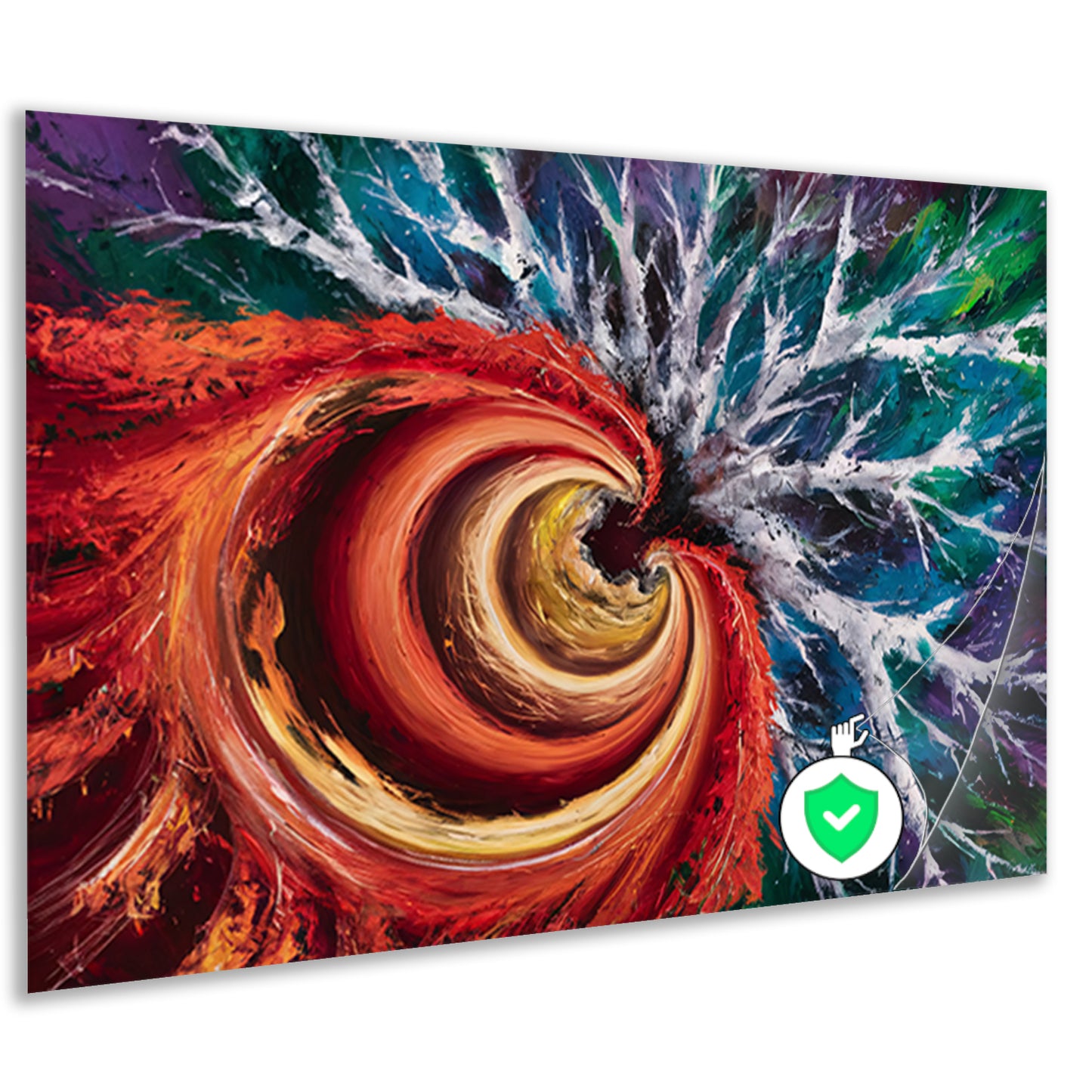Abstracte kleurrijke spiraal met dynamiek poster