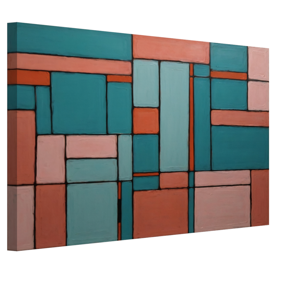 Geometrische Harmonie in Roze en Cyaan canvas