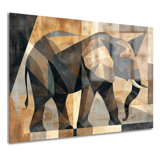 Abstracte Sepia Geometrische Olifant Kunst acrylglas