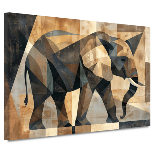 Abstracte Sepia Geometrische Olifant Kunst canvas