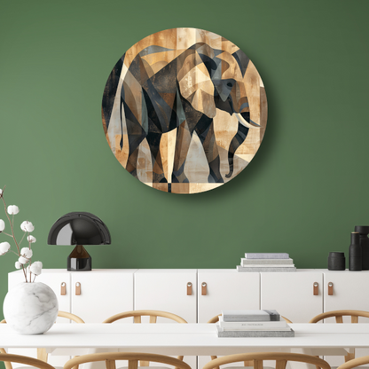 Abstracte Sepia Geometrische Olifant Kunst forex muurcirkel