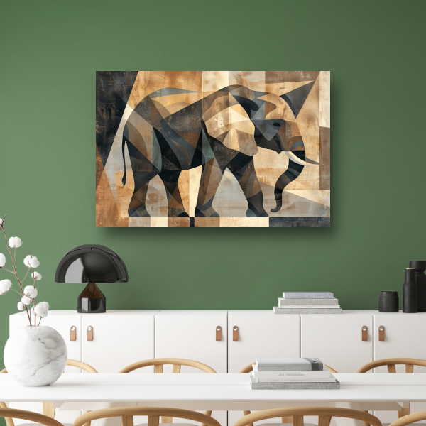 Abstracte Sepia Geometrische Olifant Kunst canvas