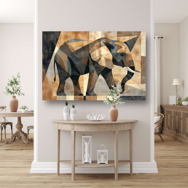 Abstracte Sepia Geometrische Olifant Kunst poster