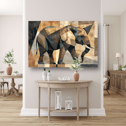 Abstracte Sepia Geometrische Olifant Kunst poster