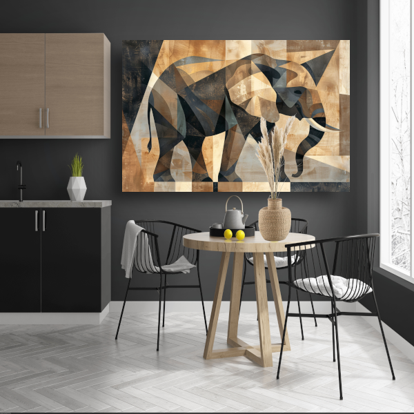 Abstracte Sepia Geometrische Olifant Kunst canvas