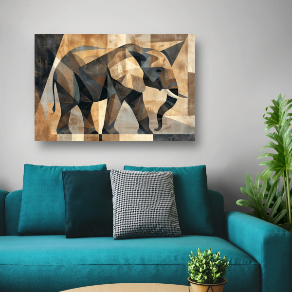 Abstracte Sepia Geometrische Olifant Kunst canvas