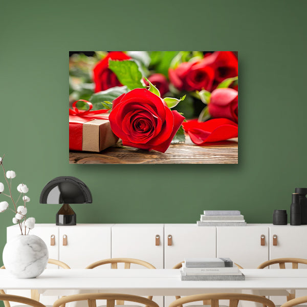 Rode Rozen met Lint canvas