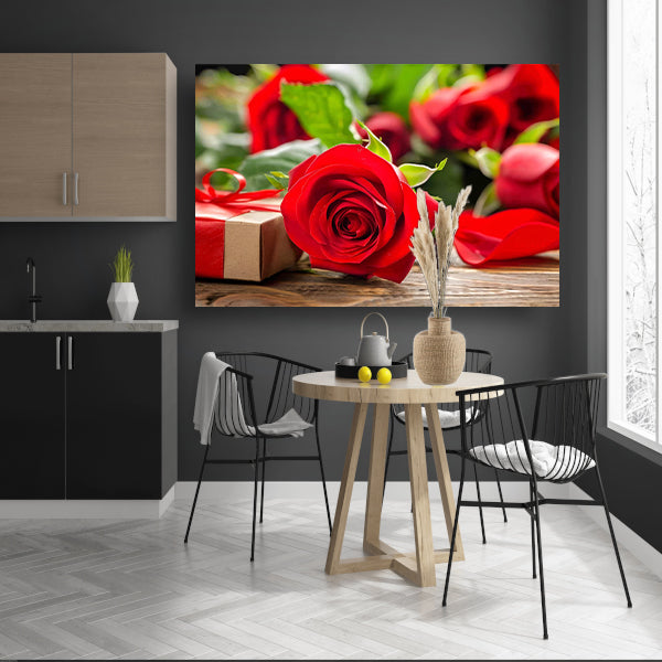 Rode Rozen met Lint canvas