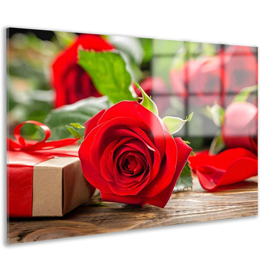 Rode Rozen met Lint acrylglas