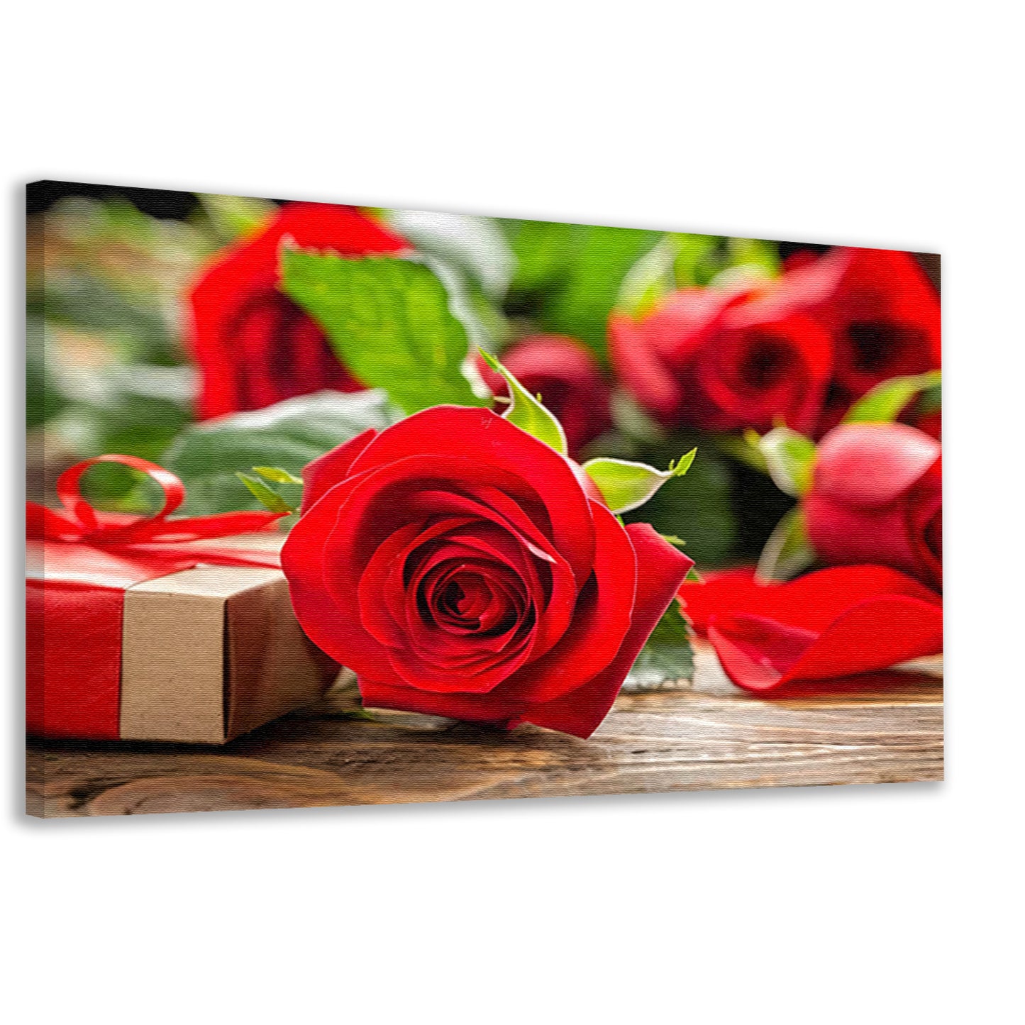 Rode Rozen met Lint canvas