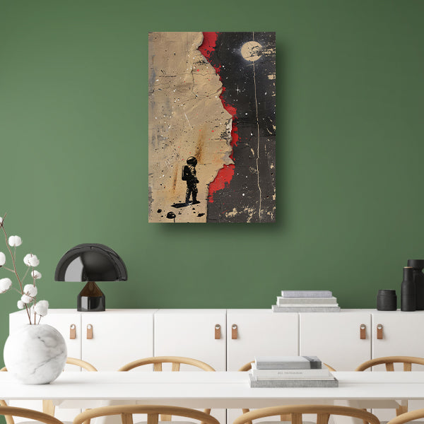 Astronaut Verkent Abstract Ruimtewereld canvas met baklijst