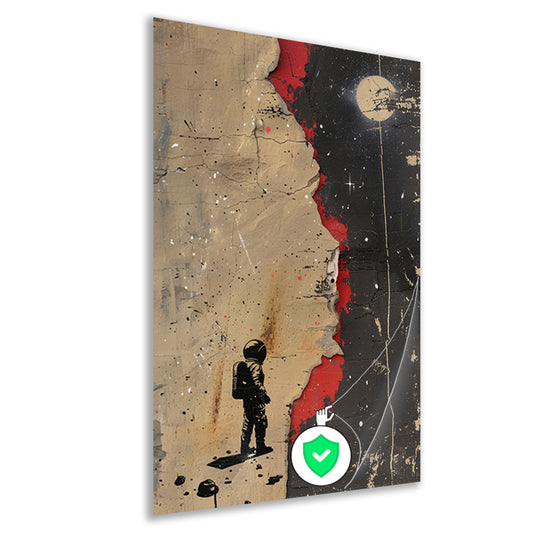 Astronaut Verkent Abstract Ruimtewereld poster