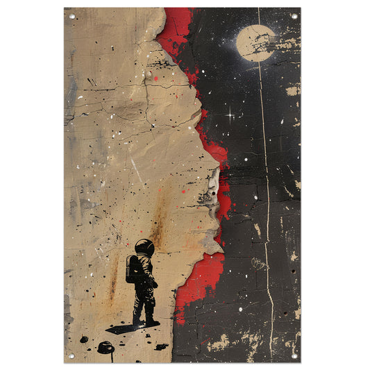 Astronaut Verkent Abstract Ruimtewereld tuinposter