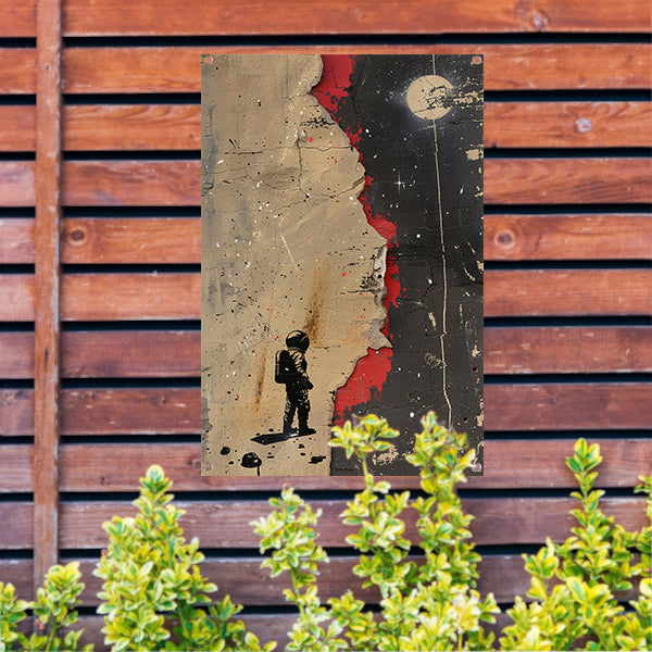 Astronaut Verkent Abstract Ruimtewereld tuinposter