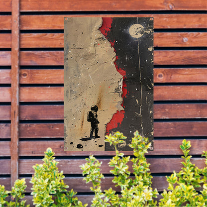 Astronaut Verkent Abstract Ruimtewereld tuinposter