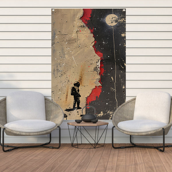 Astronaut Verkent Abstract Ruimtewereld tuinposter