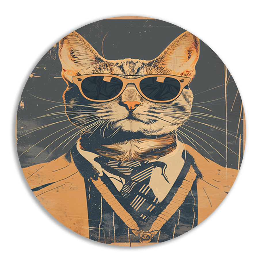 Pop-art kat in pak met stropdas. forex muurcirkel