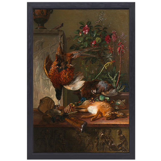 Stilleven met jachtbuit en Griekse stèle - Georgius Jacobus Johannes van Os canvas met baklijst