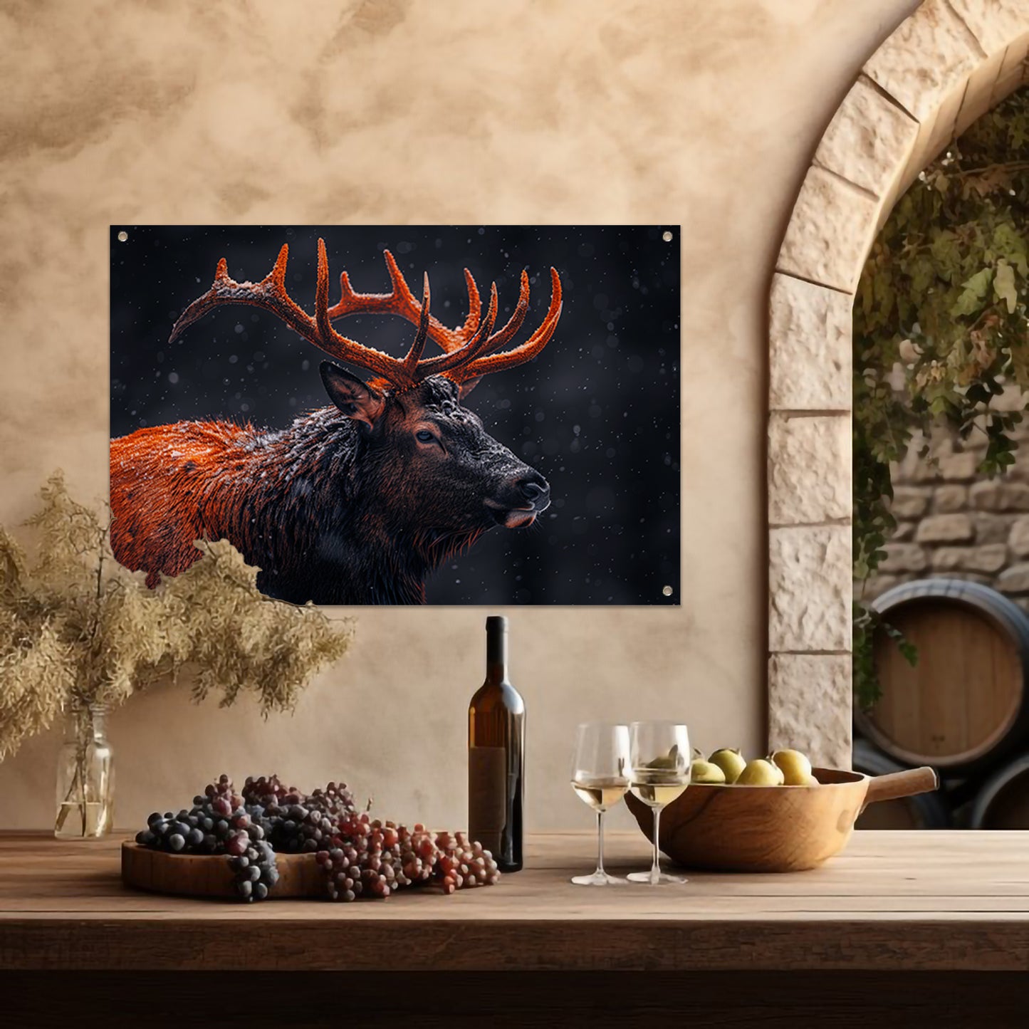 Sneeuwhoorn in Winterlandschap tuinposter