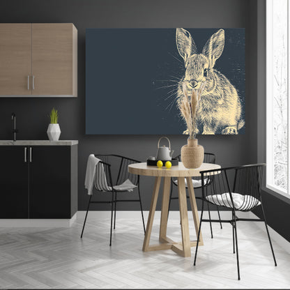 Gedetailleerde lijntekening van een konijn canvas met baklijst