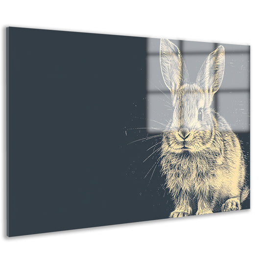 Gedetailleerde lijntekening van een konijn acrylglas