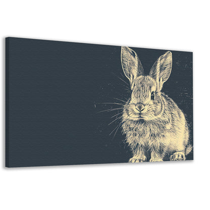 Gedetailleerde lijntekening van een konijn canvas