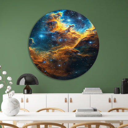 Kosmische Nevel Explosie in Levendige Kleuren aluminium muurcirkel