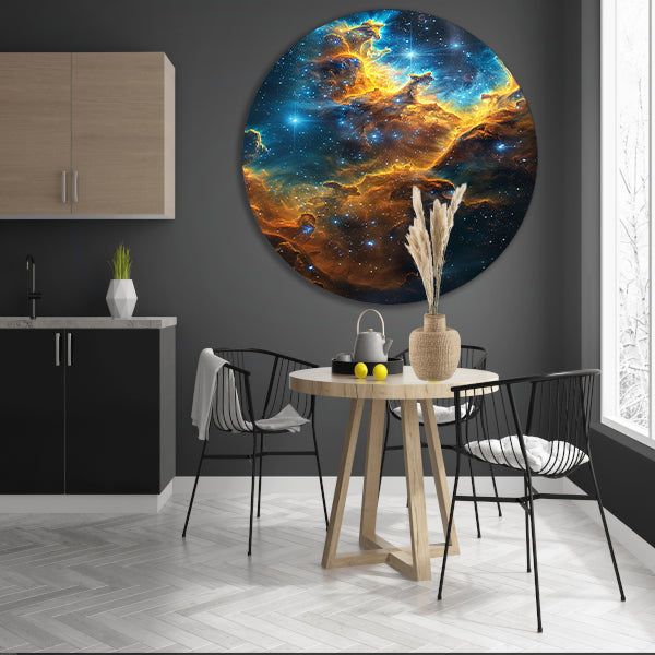 Kosmische Nevel Explosie in Levendige Kleuren forex muurcirkel