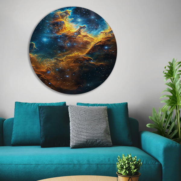 Kosmische Nevel Explosie in Levendige Kleuren aluminium muurcirkel