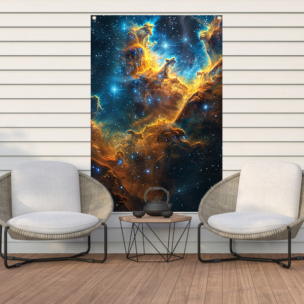 Kosmische Nevel Explosie in Levendige Kleuren tuinposter