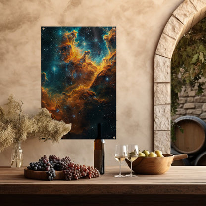 Kosmische Nevel Explosie in Levendige Kleuren tuinposter