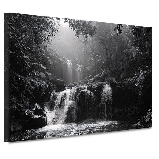 Klassieke Zwart-Wit Waterval canvas