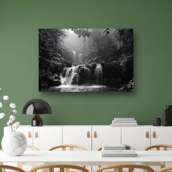 Klassieke Zwart-Wit Waterval canvas