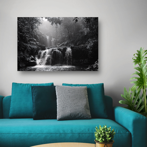 Klassieke Zwart-Wit Waterval canvas