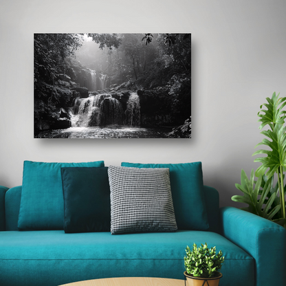 Klassieke Zwart-Wit Waterval canvas