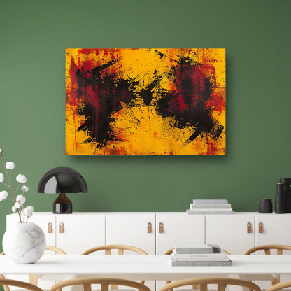 Abstract schilderij met dynamische kleurenexplosie canvas met baklijst