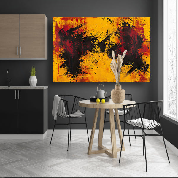 Abstract schilderij met dynamische kleurenexplosie canvas met baklijst