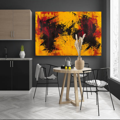 Abstract schilderij met dynamische kleurenexplosie canvas met baklijst