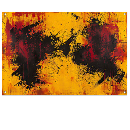 Abstract schilderij met dynamische kleurenexplosie tuinposter