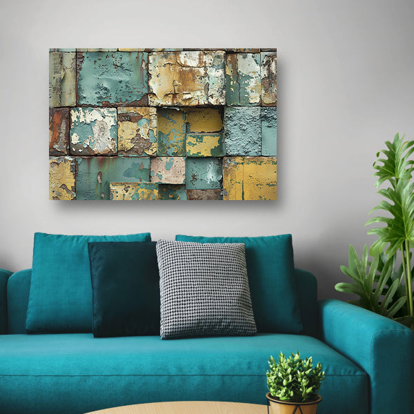 Verweerd abstract patroon schilderij met kleurenposter
