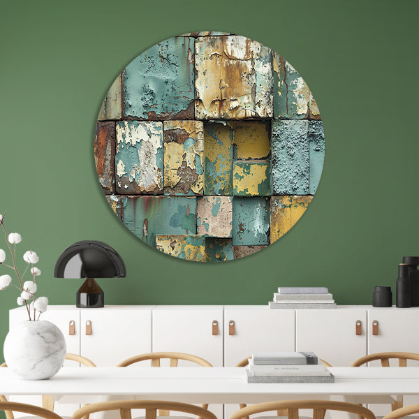 Verweerd abstract patroon schilderij met kleuren forex muurcirkel