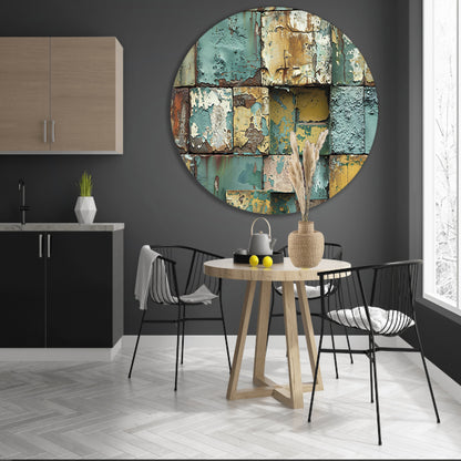 Verweerd abstract patroon schilderij met kleuren forex muurcirkel