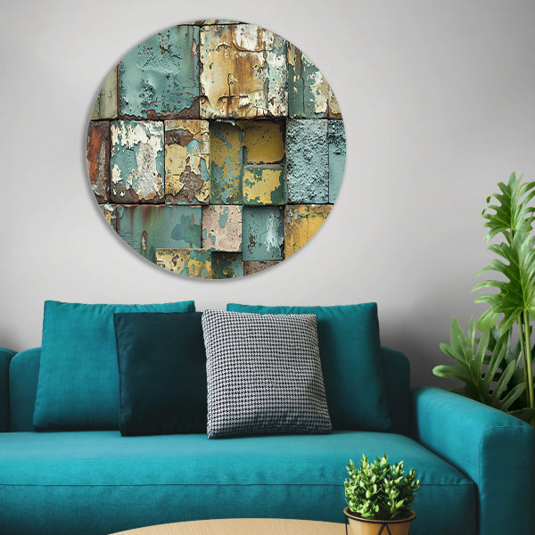 Verweerd abstract patroon schilderij met kleuren forex muurcirkel