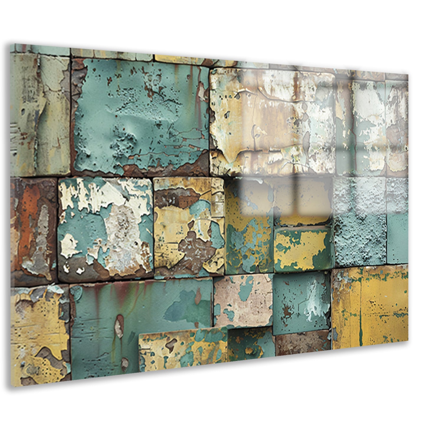 Verweerd abstract patroon schilderij met kleuren acrylglas