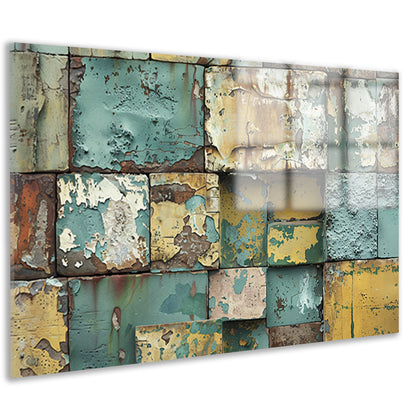 Verweerd abstract patroon schilderij met kleuren acrylglas