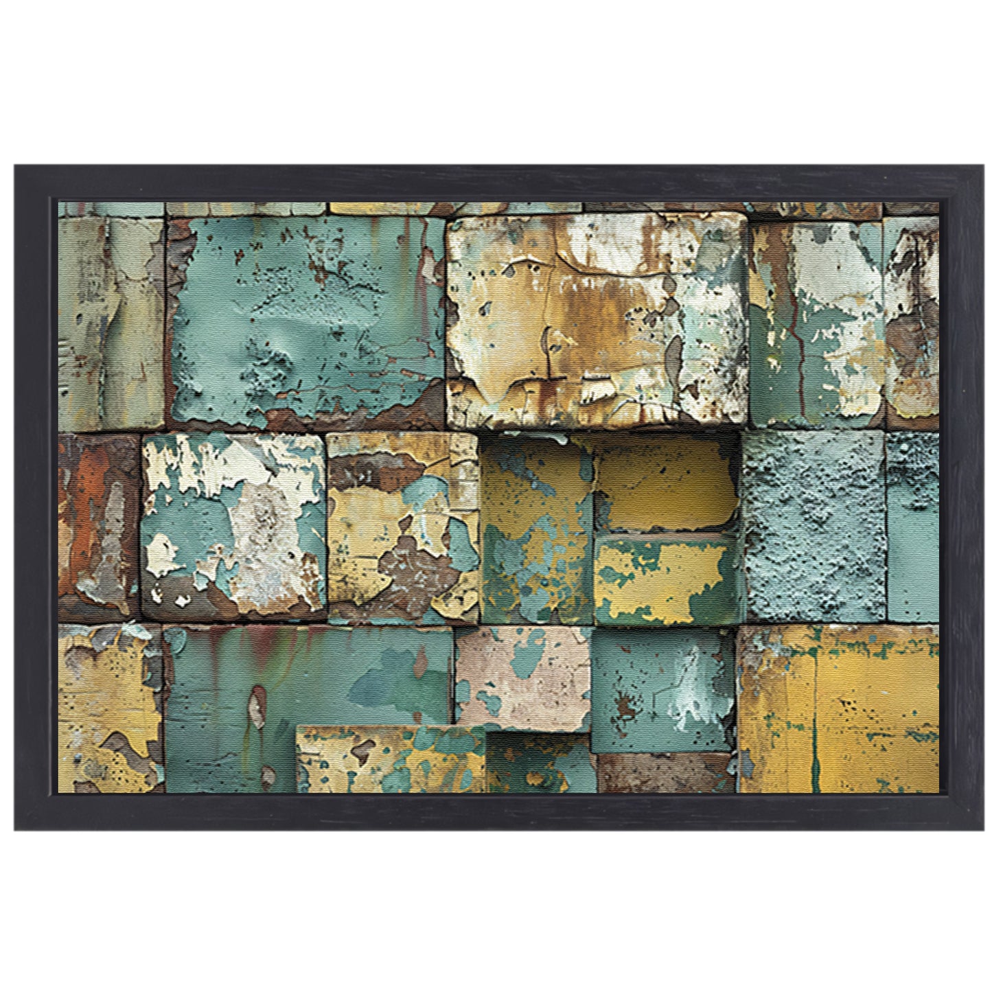 Verweerd abstract patroon schilderij met kleuren canvas met baklijst